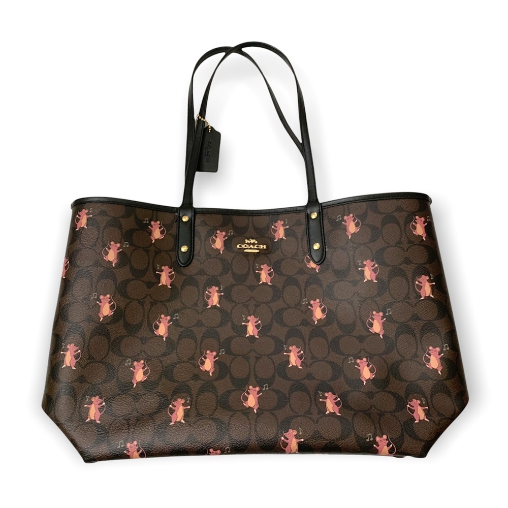 Coach Reversible City Tote in Signature Canvas With Party Mouse Print